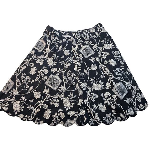NWT 10P 10 PETITE black white layered midi cottagecore bird whimsical skirt NEW - Picture 2 of 9